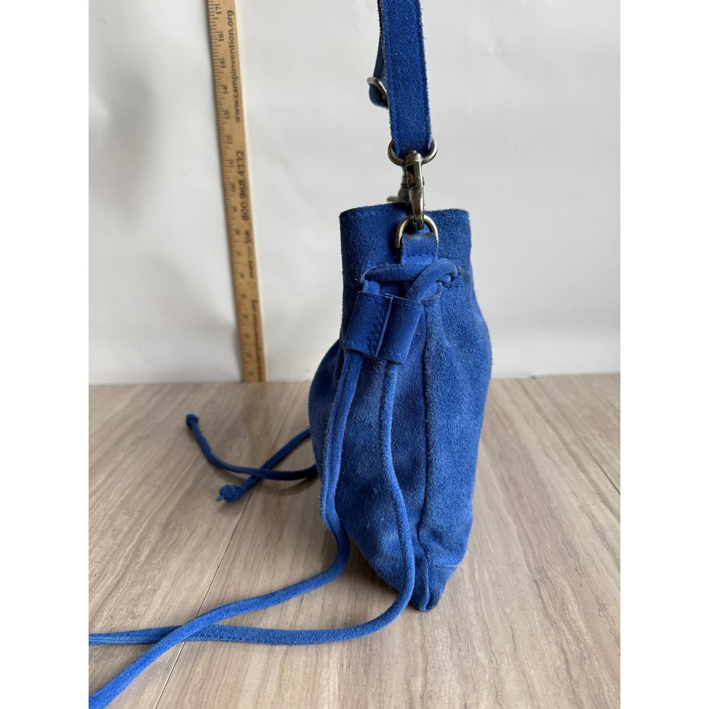 Free People Billie Crossbody Bag Suede Cobalt Blue Slouchy Moto Western Purse - Picture 5 of 10